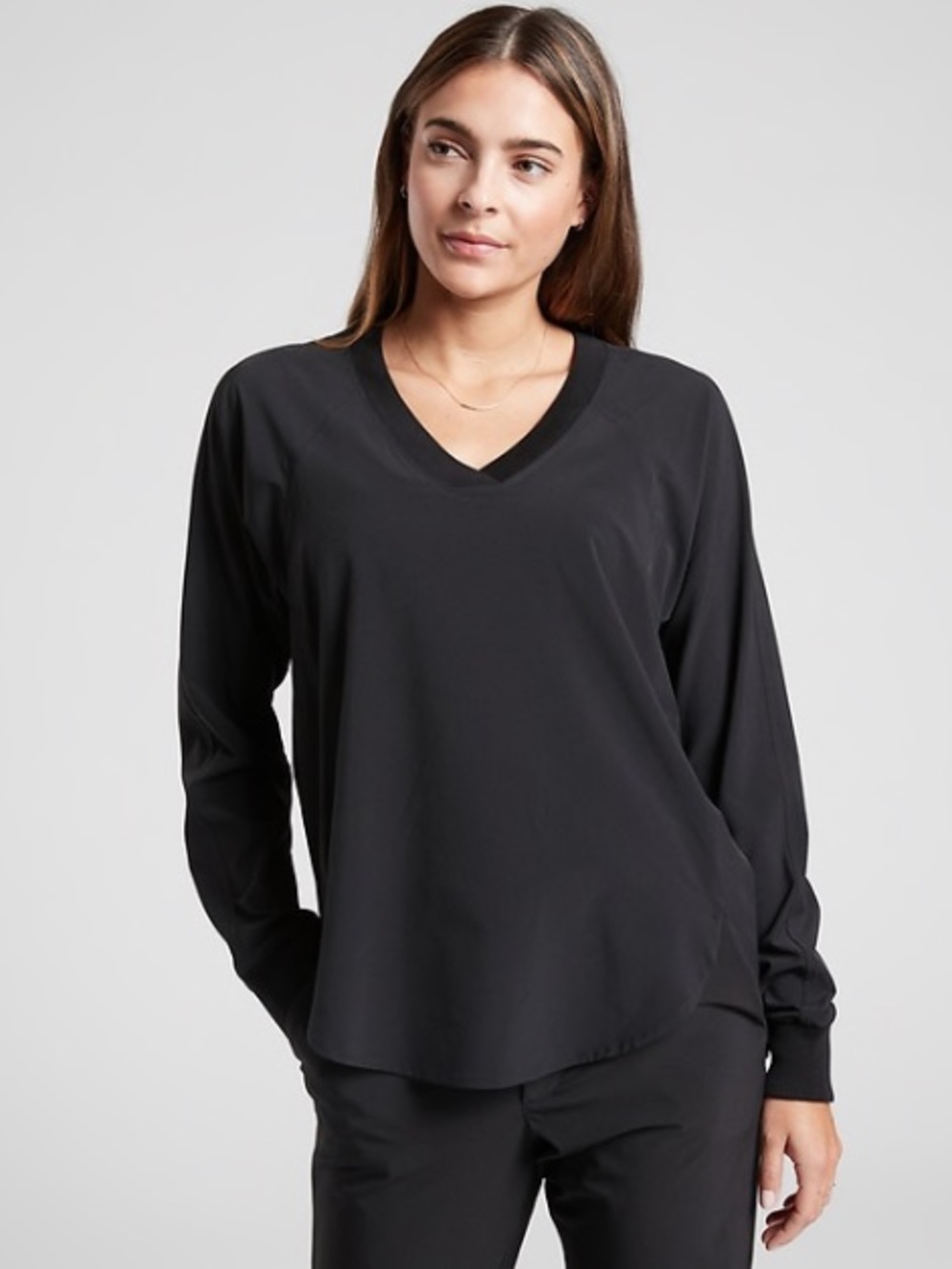 Athleta Black Zephyr Top Black Lightweight Long Sleeve size small